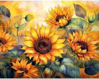Sunflower Bouquet Pattern A968 Art Tile Mural Kitchen Shower Bath Wall Backsplash Marble Ceramic