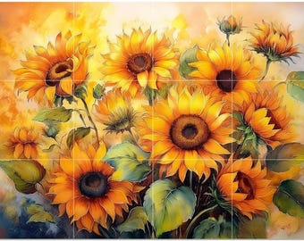 Sunflower Bouquet Pattern A965 Art Tile Mural Kitchen Shower Bath Wall Backsplash Marble Ceramic