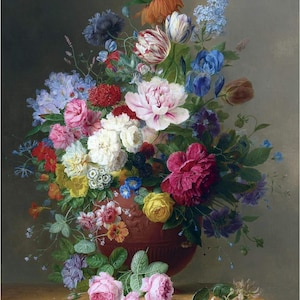 Still Life Wildflowers cornflowers and Peonies Tulips Rose by Arnoldus Bloemers Accent Tile Mural Kitchen Bathroom Wall Backsplash Ceramic