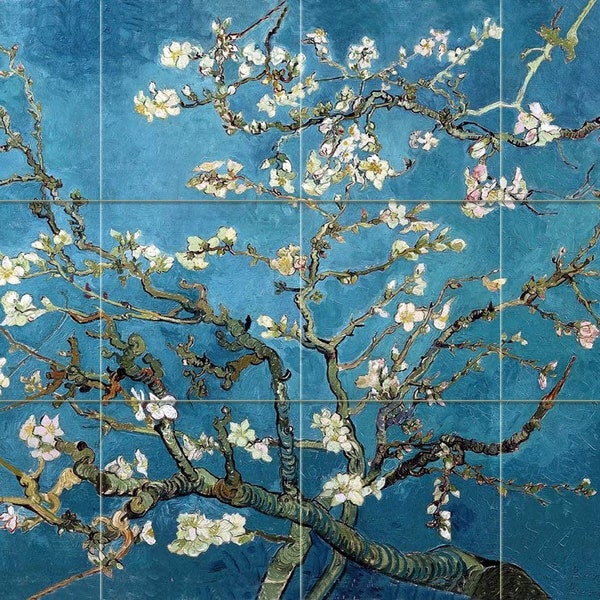 Blossoming Almond Van Gogh Vincent Art Tile Mural Kitchen Shower Bath Backsplash Marble Ceramic