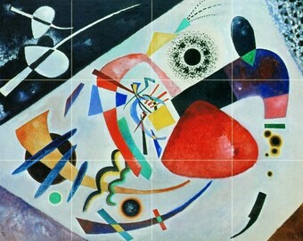 Abstract Art Colorful Red Spot by Wassily Kandinsky Tile Mural Kitchen Shower Bath Wall Backsplash Marble Ceramic