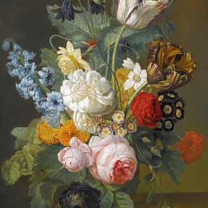 Still Life Of Beautiful Flowers By Gerard Van Spaendonck Rose Narcissus Accent Tile Mural Kitchen Bathroom Wall Backsplash One Tile Ceramic