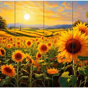 Sunflower Field Floral Decor Pattern A823 Art Tile Mural Kitchen Shower Bath Wall Backsplash Marble Ceramic
