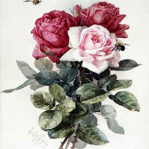 Naturaleza muerta de rosas rosadas y rosas blancas de Paul De Longpre Accent Mural de azulejos cocina baño pared contra salpicaduras un azulejo de cerámica