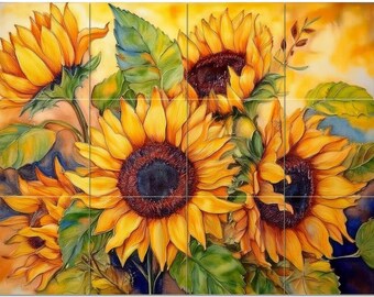 Sunflower Bouquet Pattern A960 Art Tile Mural Kitchen Shower Bath Wall Backsplash Marble Ceramic