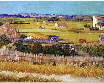 The Harvest by Van Gogh Tile Mural Kitchen Shower Bath Wall Backsplash Marble Ceramic