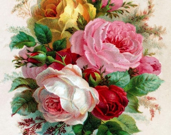 Still Life Flowers Rose Yellow red Pink by Catherine Klein Accent Tile Mural Kitchen Bathroom Wall Backsplash One Tile Ceramic