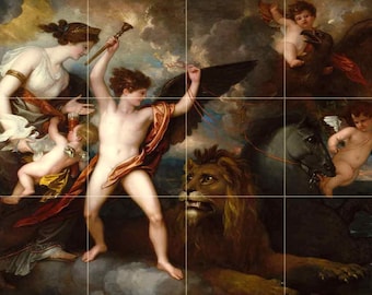 The Power of Love in The Three Elements by Benjamin West Tile Mural Kitchen Shower Bath Wall Backsplash Marble Ceramic