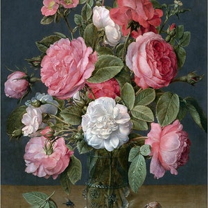 Still Life Flowers Roses vase Fly May Beetle by Jacob Van Hulsdonck Accent Tile Mural Kitchen Bathroom Wall Backsplash One Tile Ceramic
