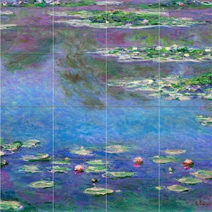 36 x 24 Water Lilies Claude Monet Tile Mural Kitchen Shower Bath Wall Backsplash