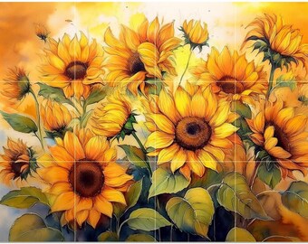 Sunflower Bouquet Pattern A967 Art Tile Mural Kitchen Shower Bath Wall Backsplash Marble Ceramic