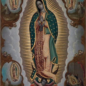 Virgin of Guadalupe with The Four Apparitions Pattern 1773 Year Accent Tile Mural Kitchen Bathroom Wall Backsplash One Tile Ceramic