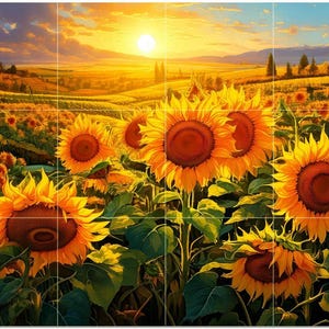 Sunflower Field Floral Decor Pattern A817 Art Tile Mural Kitchen Shower Bath Wall Backsplash Marble Ceramic