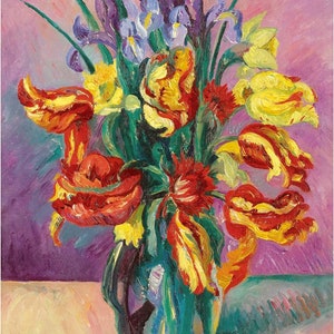 Parrot Tulips By Henri Manguin Vase Bouquet Flowers Irises Accent Tile Mural Kitchen Bathroom Wall Backsplash One Tile Ceramic