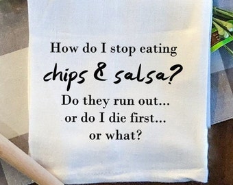 Paño de cocina divertido de tela de saco de harina - Frase sarcástica sobre patatas fritas y salsa