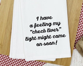 Paño de cocina de algodón con estampado de hígado claro - Regalo divertido para amantes del vino