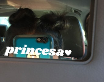 Princesa Decal | Passenger Princess Sticker | Princesa Pasajera | Spanish |Princess Mirror Decal | Car Decal | Girlfriend Car Gifts