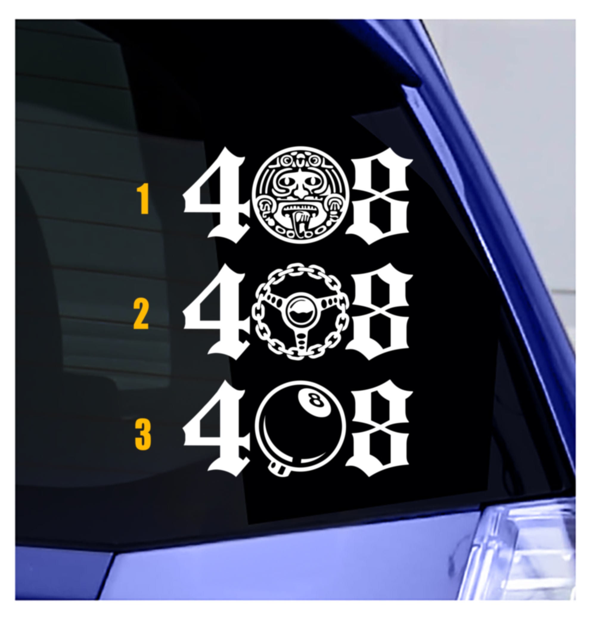 408 Area Code Aztec Lowrider Classic 8 Ball Car Stickers - Etsy