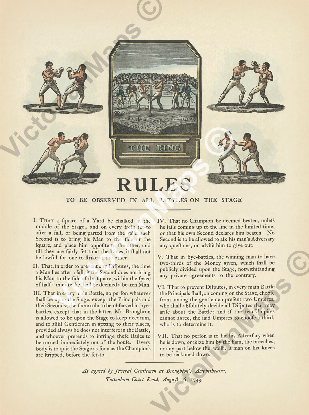 First BOXING RULES Broughton's Amphitheatre London - Etsy UK