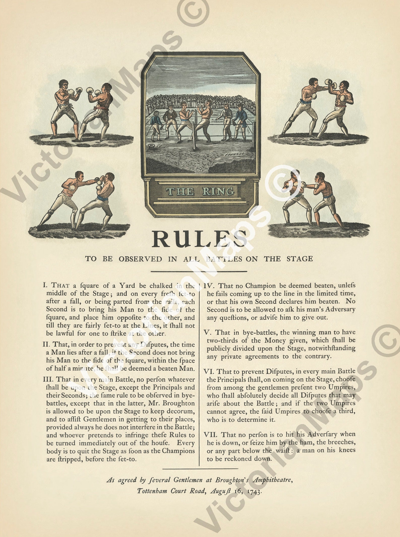 First BOXING RULES Broughton's Amphitheatre London Etsy UK