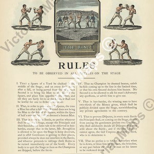 Antique broadside 1st BOXING RULES Broughton's Amphitheatre London art print wall decor poster old Georgian boxers 1743 gift sport fighting