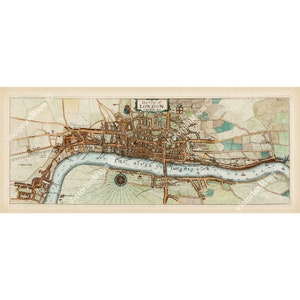 The City of London as in Queen Elizabeth's time antique panoramic map early guide old plan Stow / Strype 1720 art print poster gift present