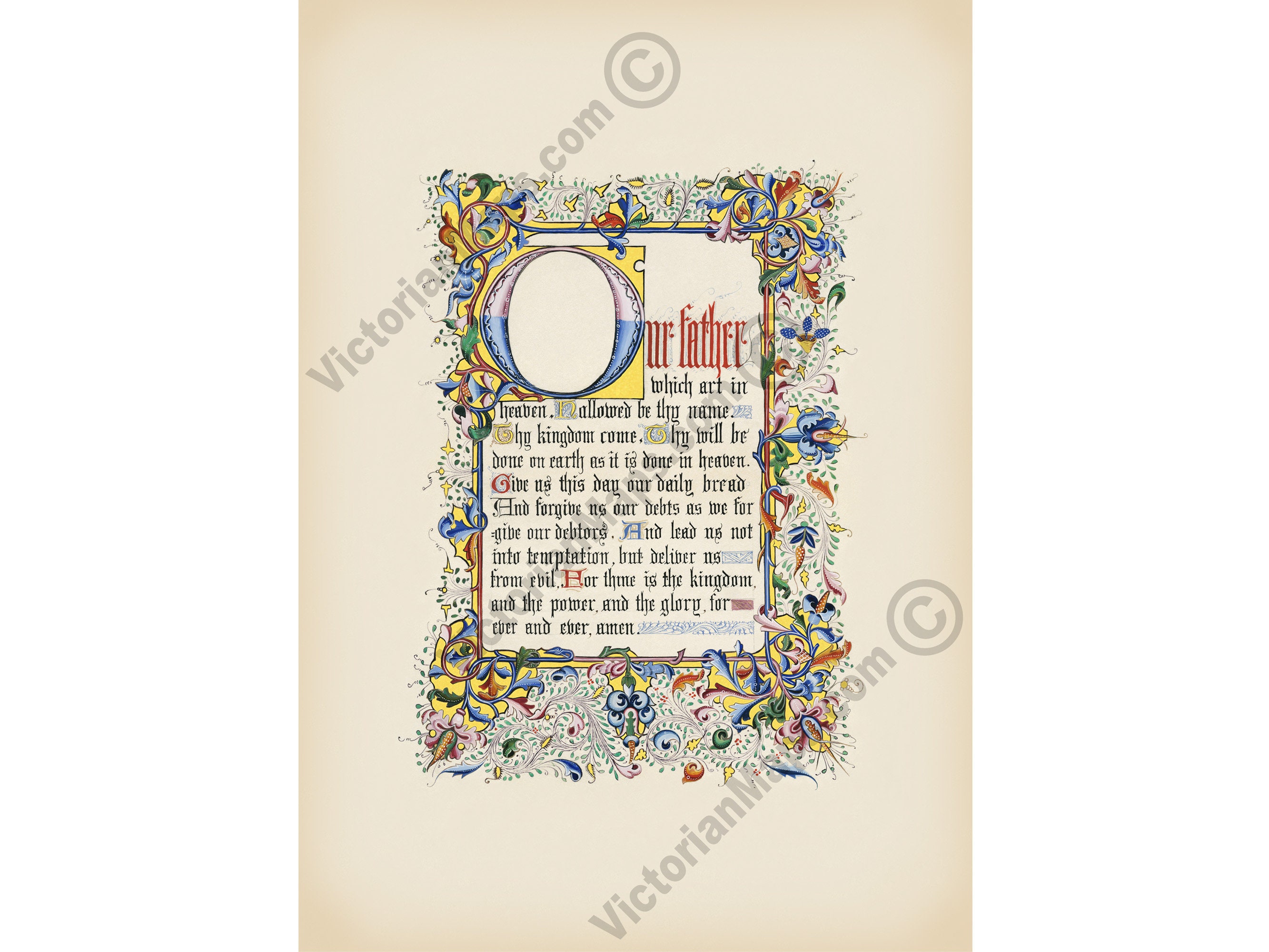 The Lord's Prayer Le Pater Noster Our Father Victorian Illuminated