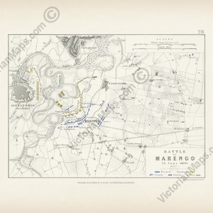Battle of Marengo 1800 sheet 1 Napoleon Bonaparte antique plan Alison's Atlas map Johnston 1850 art print poster gift present military army