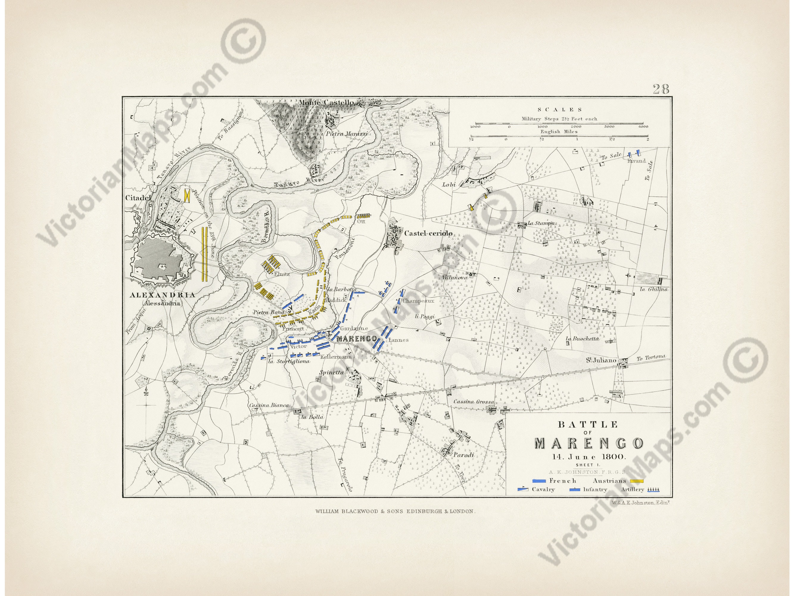 Antique Map Battle of Marengo 1800 Sheet 1 Napoleon Bonaparte Art Print ...