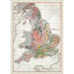 Delineation of the Strata of England & Wales with part of Scotland, antique first geological map W Smith 1815  art print poster geology gift