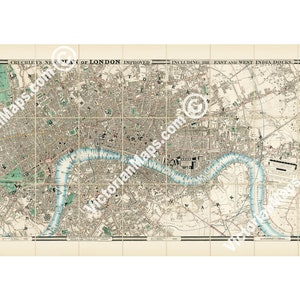 Cruchley's New PLAN of LONDON géorgien carte guide ancienne affiche d'art ancienne 1832 cadeau historique cadeau Royaume-Uni Grande-Bretagne Angleterre Tamise