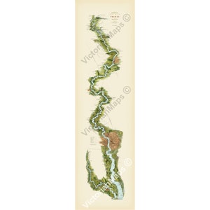 Tombleson's Panoramic map river Thames & Medway old antique Victorian guide 1850 art print poster historical gift present Eton Oxford London