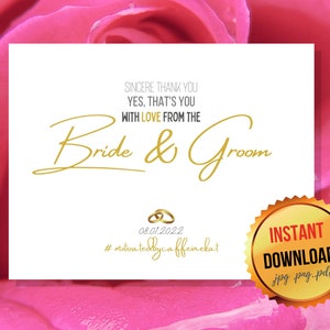 Modern Thank You Card Editable Minimalist Sparkle Bride Groom Signature Wedding Personalized bridal DIY card Instant Download NOVALEE