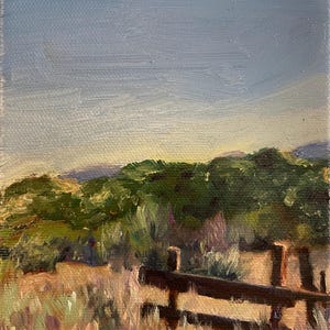 California Landscape Oil Painting: Rustic Fence, Golden Hillside, 5x7 Original Artwork