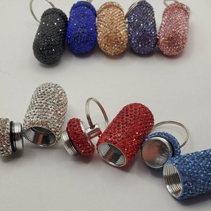 Pilulier avec strass diamant / Porte-piluliers / Porte-clés étanche / Boîte à médicaments porte-clés / Porte-pilules portable