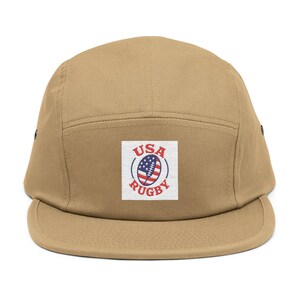 USA Rugby 5 Panel Hat, Vintage Embroidered Cap, American Rugby Fan Gift, Unisex Sports Streetwear, Patriotic Rugby Team Hat