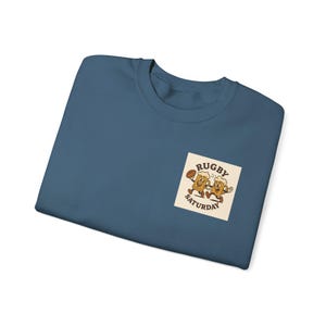 Rugby Saturday Beer Mug Sweatshirt, Unisex Crewneck Pullover, Fun Gift for Rugby Fans, Casual Graphic Jumper