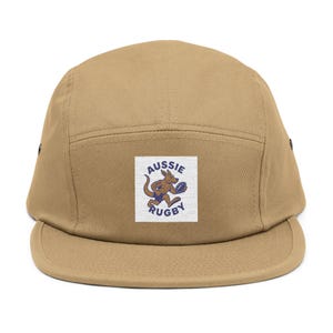 Aussie Rugby 5 Panel Cap, Embroidered Unisex Rugby Hat, Australia Sports Fan Gift, Summer Streetwear Accessory, Athletic Headwear
