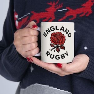 England Rugby Mug, Rugby Fan Coffee Cup, English Rugby Gift, Sports Mug for Him, Team Spirit Ceramic Drinkware, Collectible Rugby Cup