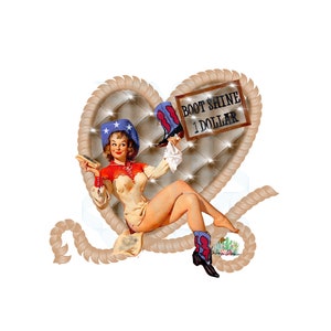 Cowgirl Western Boot Shine Seil Herz Sublimation digitales Design