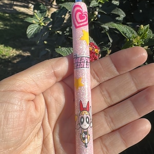 Power Girls inspired Glitter Pen | Handmade Custom Black Ink Gel Pen