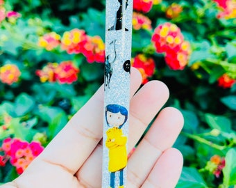Coraline Glitter Gel Pen | Handmade Refillable Black Ink