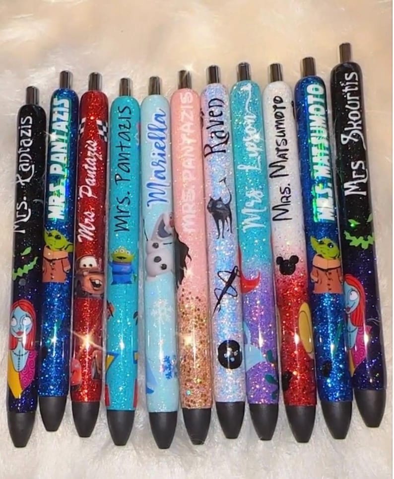 Cartoon Character Inspired Glitter Gel Pen | Handmade Refillable - Etsy