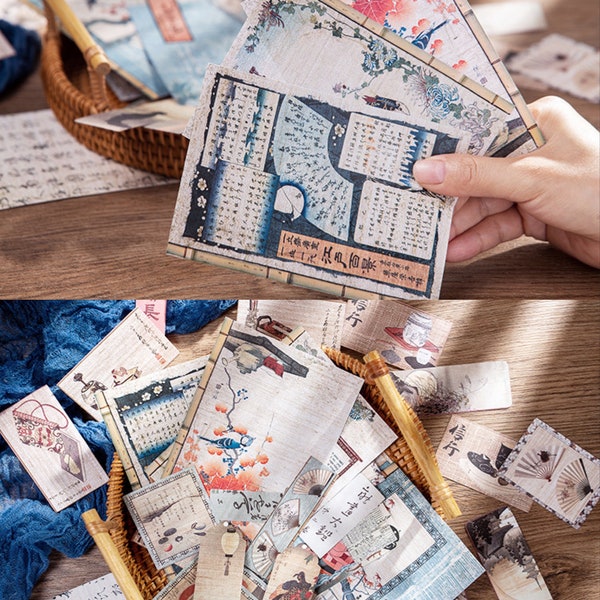 Japanese Vintage Stationary Set Material, Random 35pcs | Crafting, Special Sticker, for Junk Journal, Scrapbooking, Journal Supplies