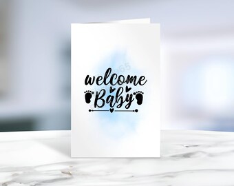 Congratulations Baby Boy Card - Printable Instant Download PDF