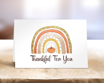 Thanksgiving Card Printable 5x7, Happy Thanksgiving Greeting Card, Rainbow Pumpkin Card, Thanksgiving Printable Instant Download PDF