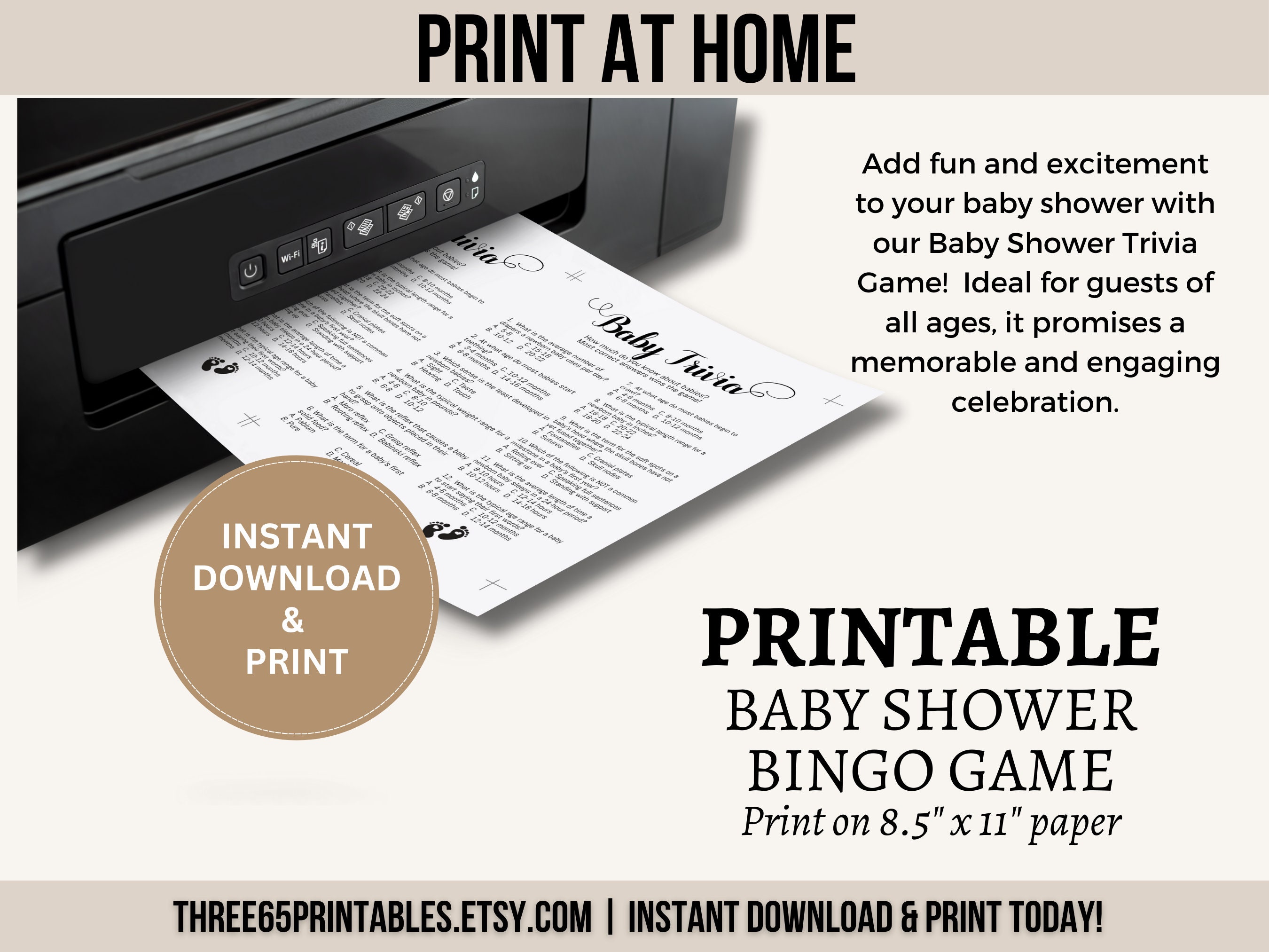 Baby Shower Games, Baby Shower Trivia Game, Minimalist Baby Shower ...