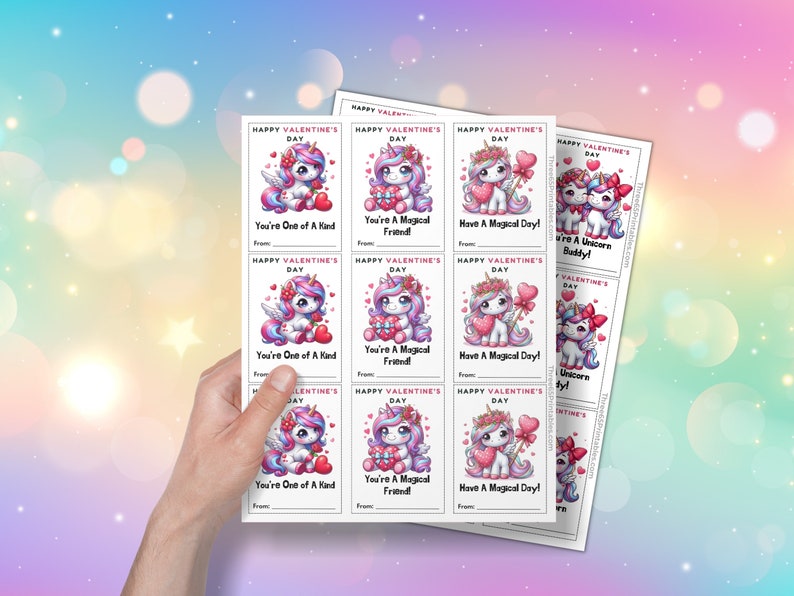 Magical Unicorn Printable Valentine Cards for Kids DIY Classroom Cards ...