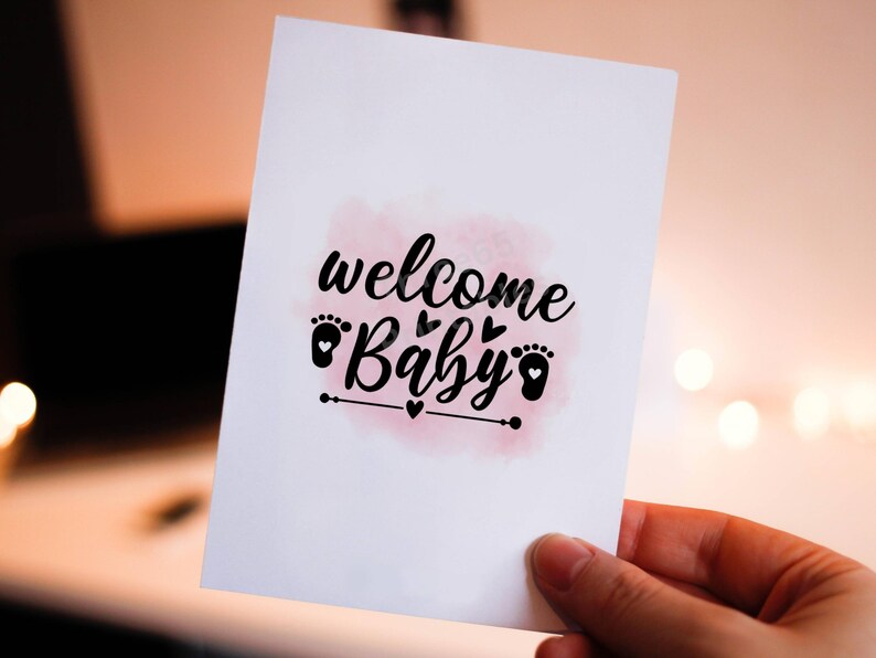 Baby Card, New Baby Card, Its A Girl Card, New Baby Girl Card, Printable Greeting Card ...