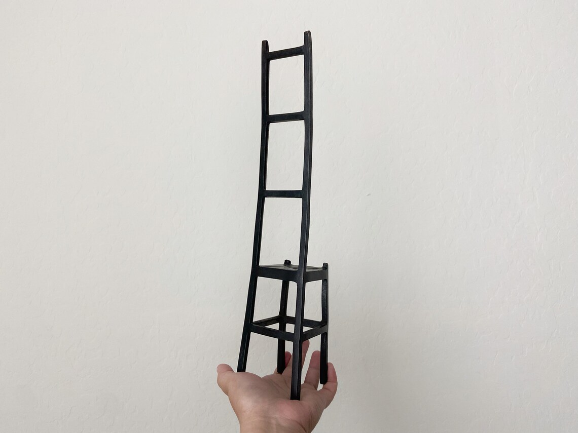 Cast Iron Tall Ladder Back Modernist Miniature Chair Etsy